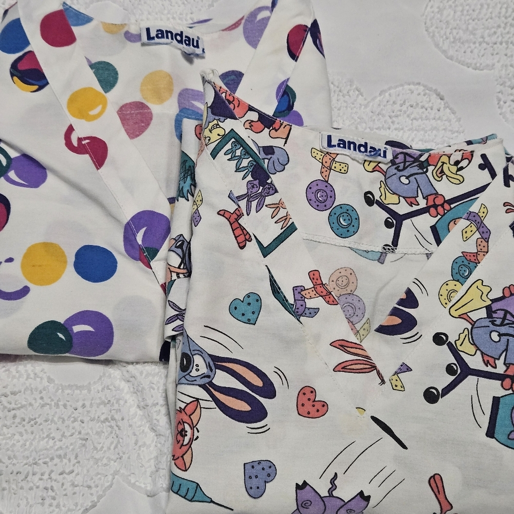 Vintage Landau Scrub Tops Women's Size 2X - Set Of 2 GUC